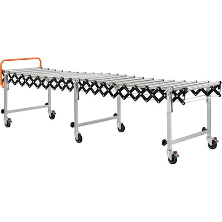 Global Industrial Portable Flexible & Expandable 2ft8in to 8ft6in Conveyor, Steel Rollers, 24inW 988987